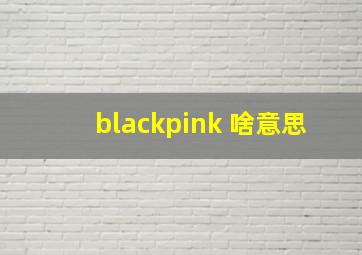 blackpink 啥意思